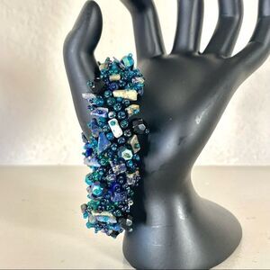 Magnetic stone blue caterpillar bracelet